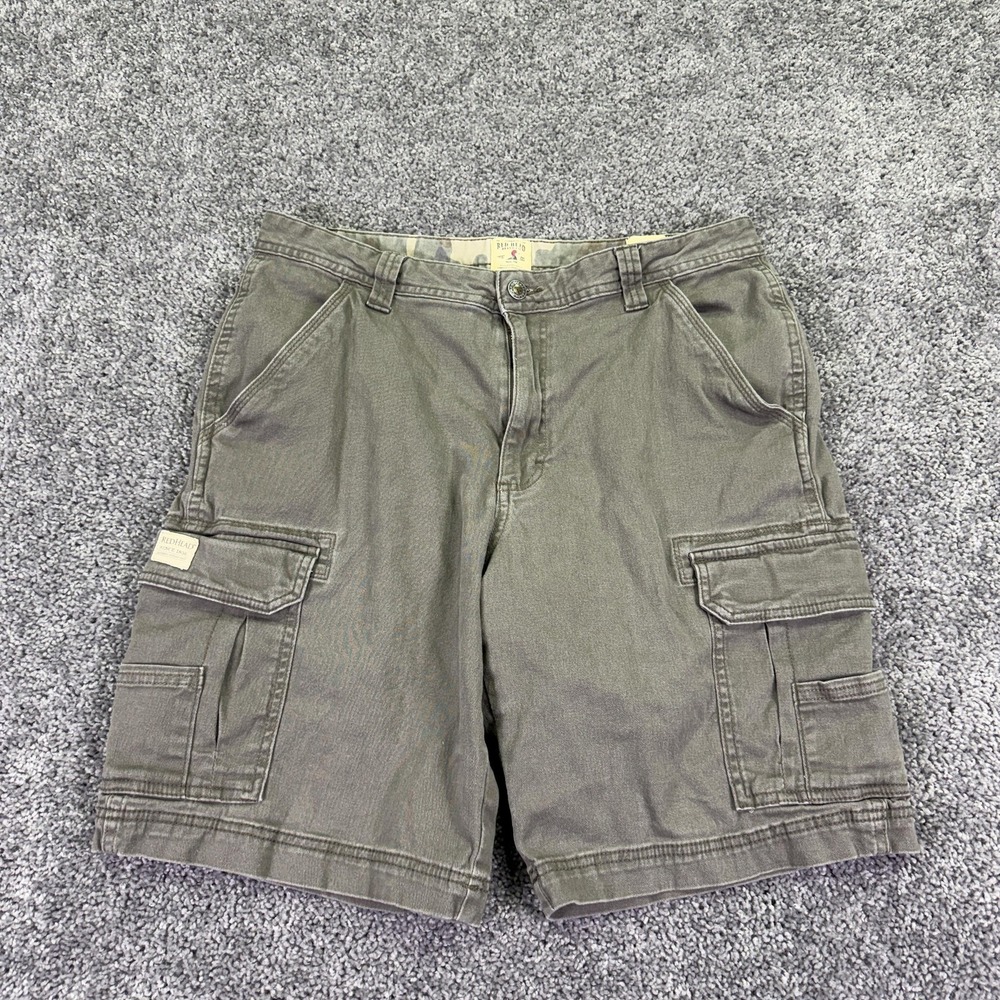 RedHead Cargo Shorts Mens 34 Beige Stretch Canvas Pockets Outdoor Workwear Logo